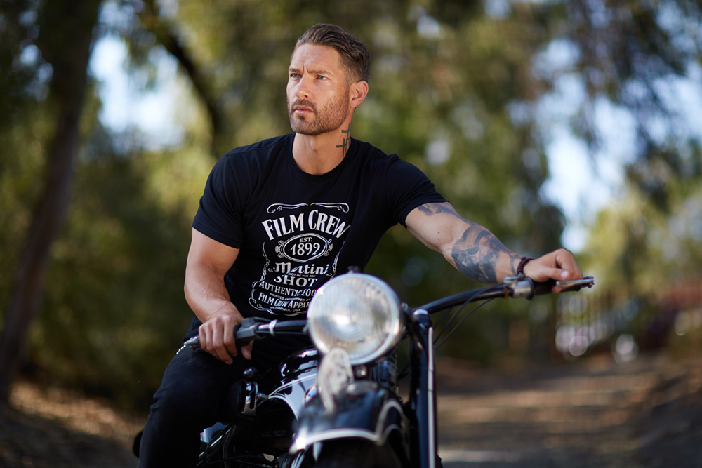 model on motorcycle