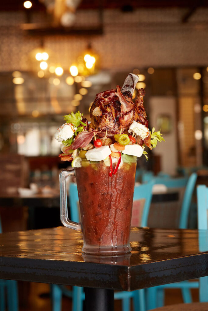 The Barn Yard bloody mary with a whole roasted chicken at Farmer's Table, San Diego