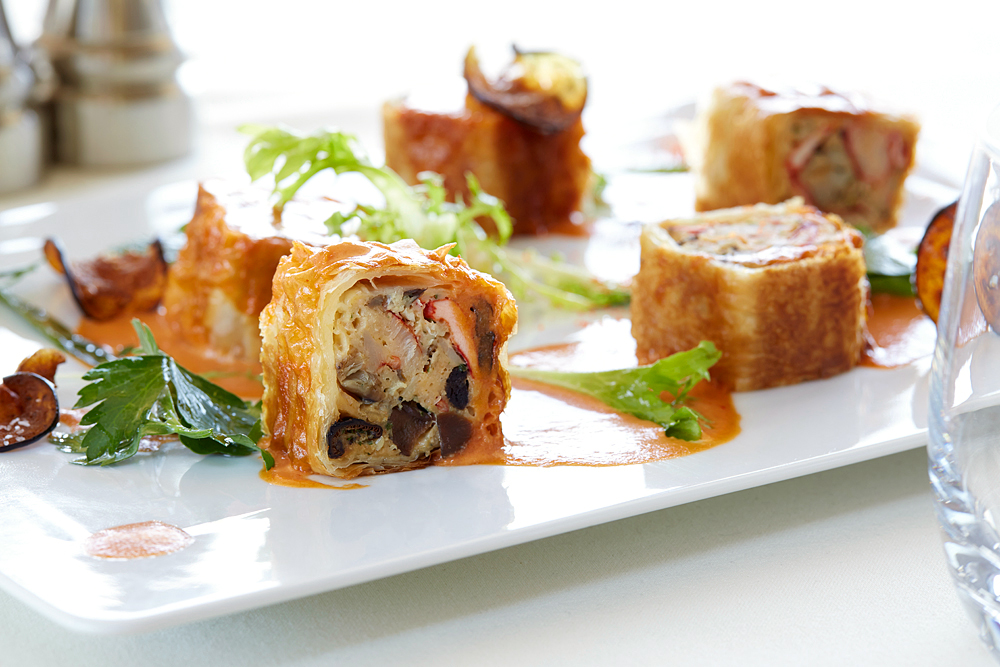 Lobster strudel at Mister A's restaurant, Bankers Hill, San Diego