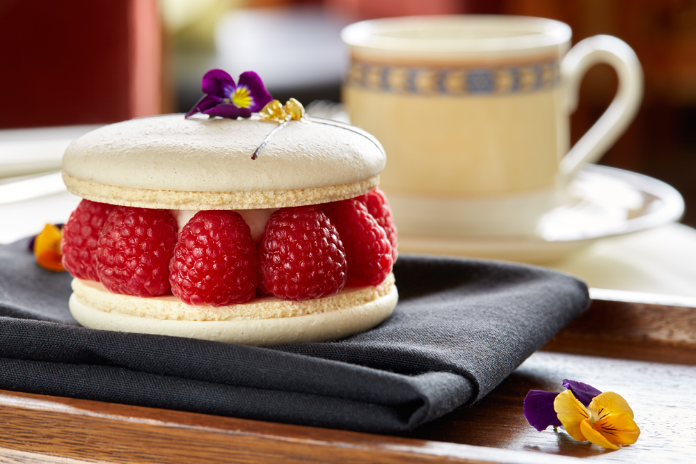 Raspberry torte dessert at Mister A's, San Diego