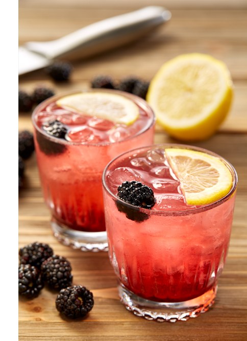 Blackberry bramble cocktails with lemon, San Diego cocktail photography